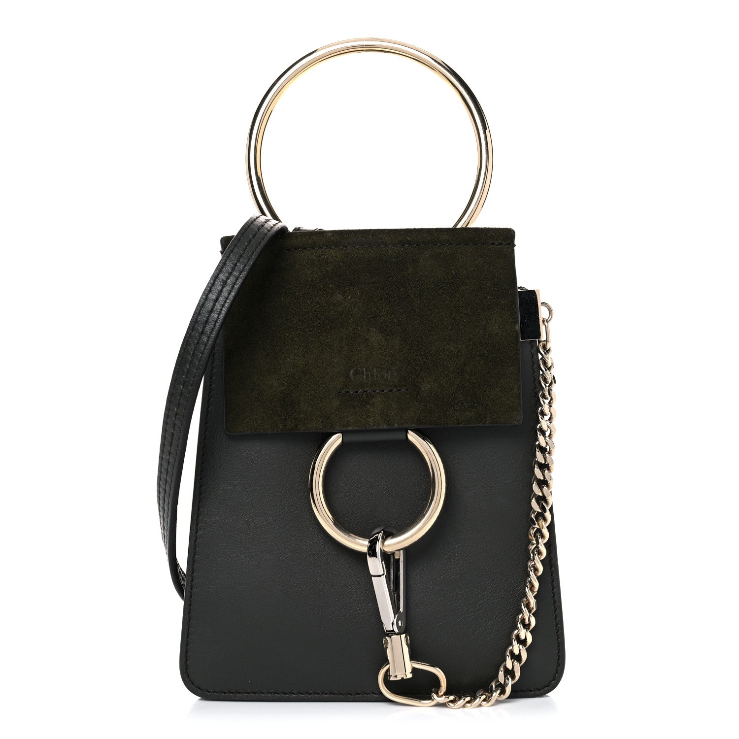 Chloe Suede Calfskin Mini Faye Bracelet Bag Forest Green 1 of 12