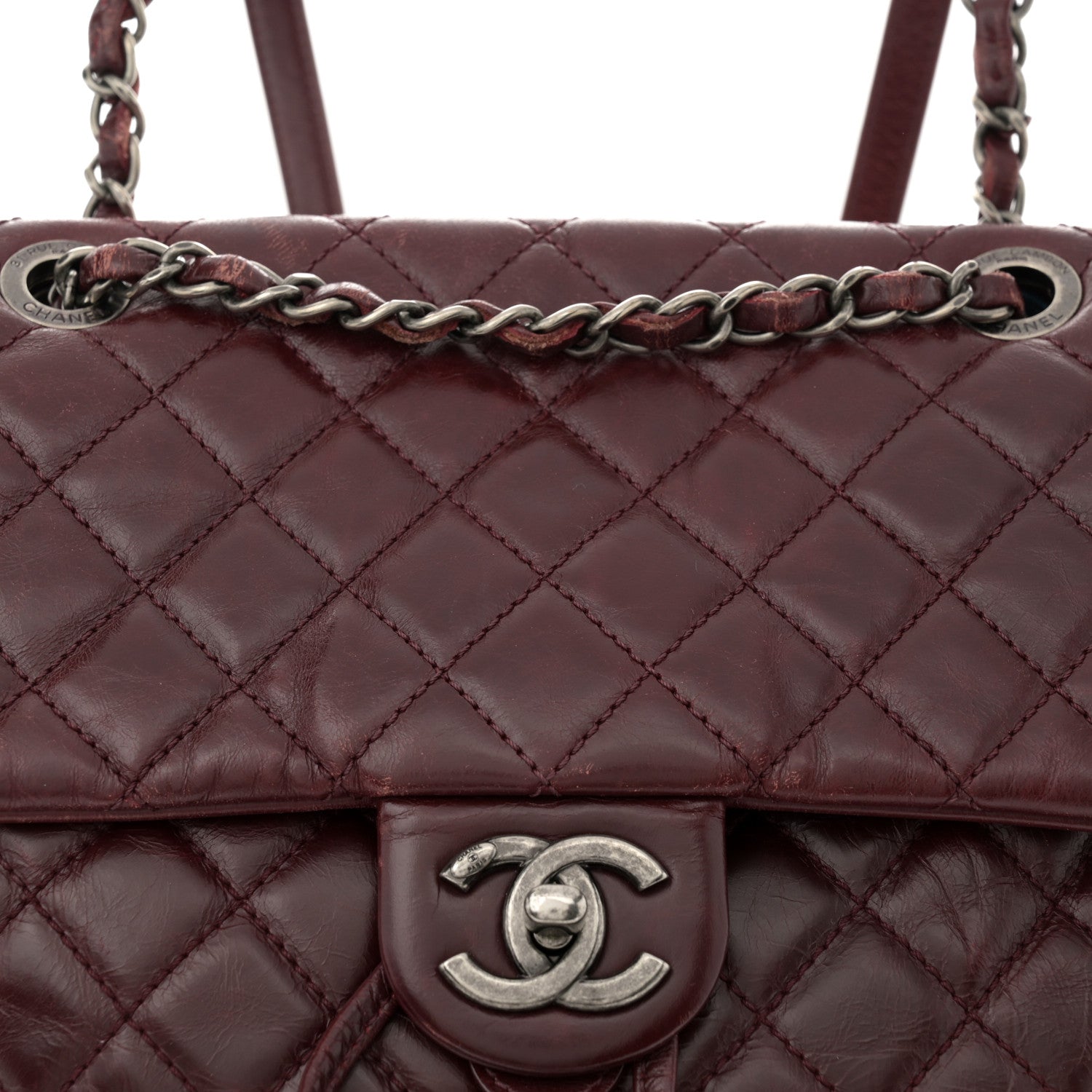 Chanel Glazed Calfskin Quilted Large Salzburg Backpack Burgundy 8 of 14