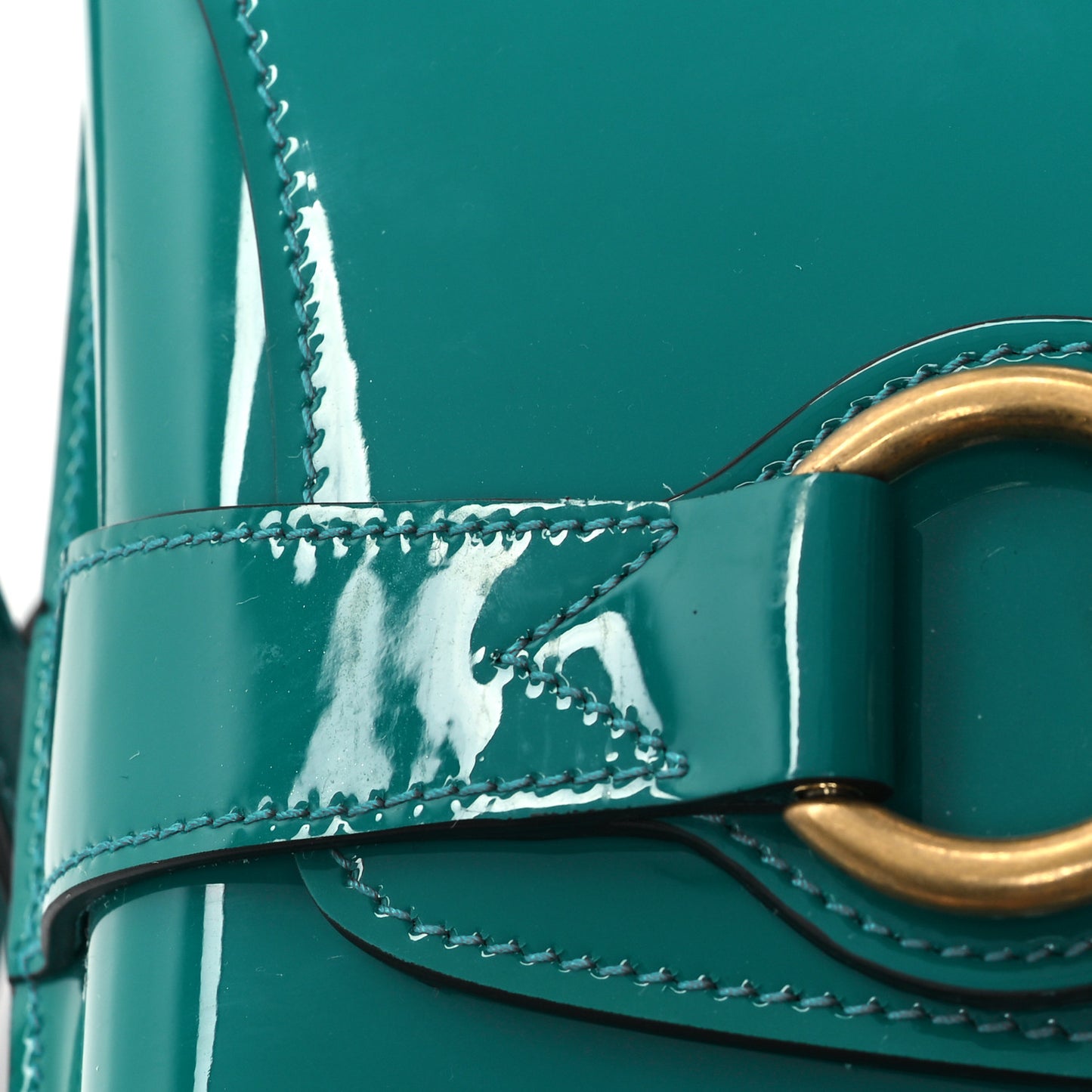 Patent Large Bright Bit Shoulder Bag Green