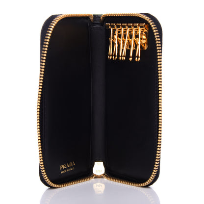 Prada Vitello Move Zip Around Key Holder Black 5 of 7