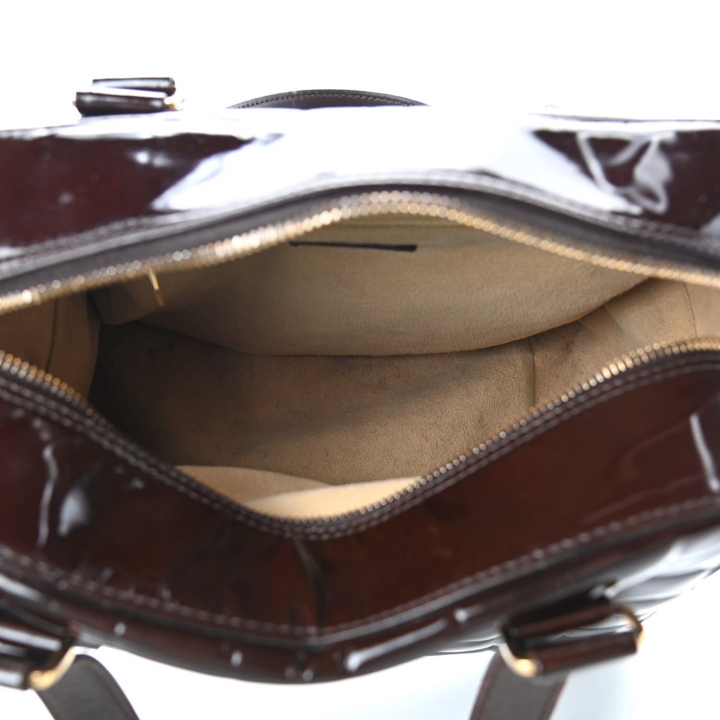 Patent Quilted Chocolate Bar Tote Brown