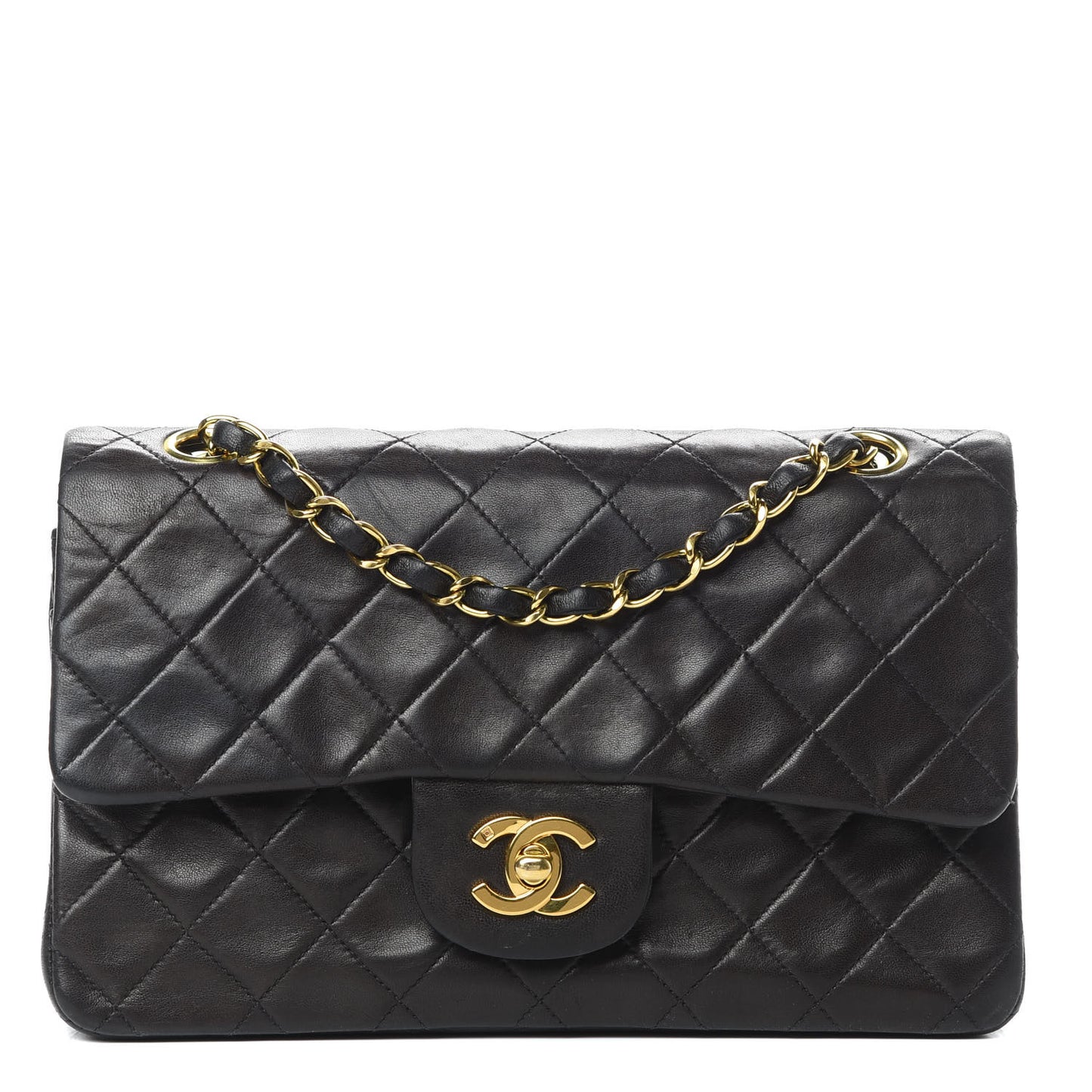 Lambskin Quilted Small Double Flap Black