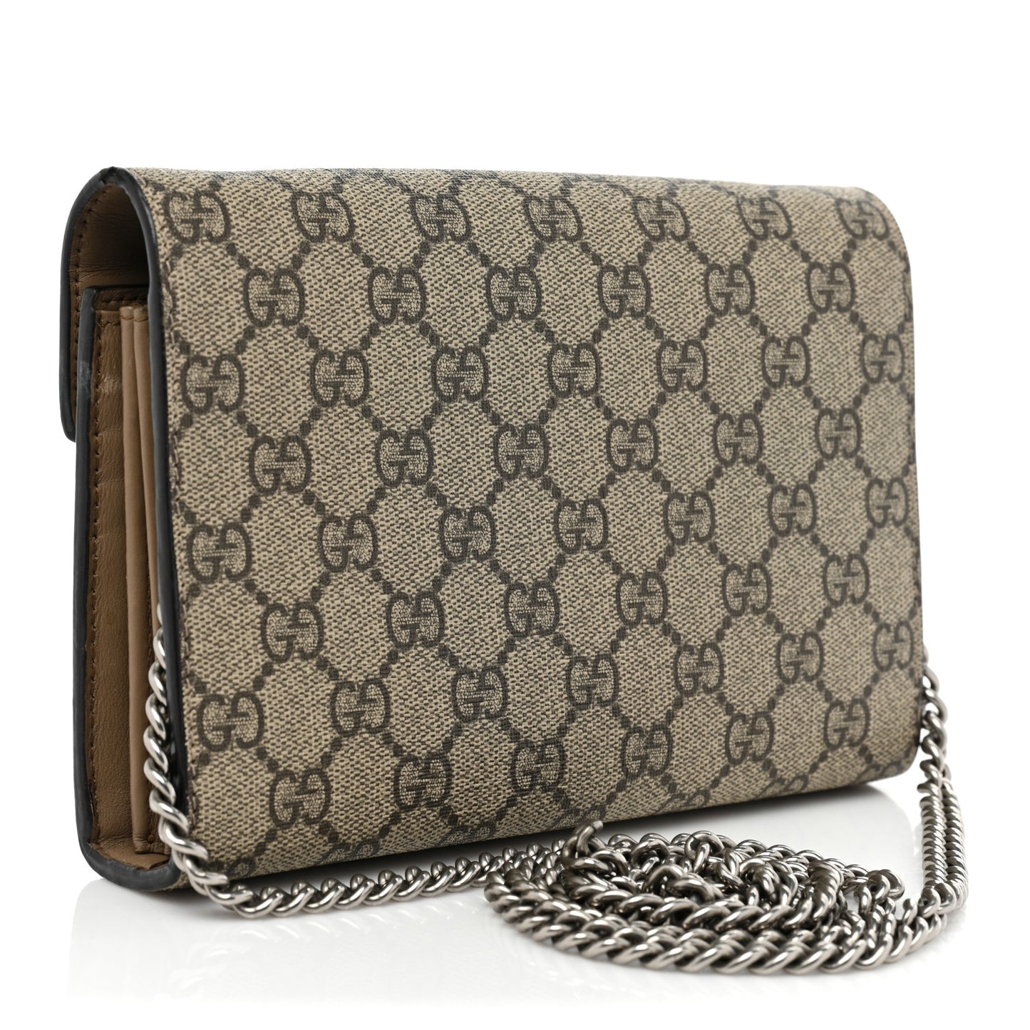 GG Supreme Monogram Mini Dionysus Chain Wallet Beige Taupe