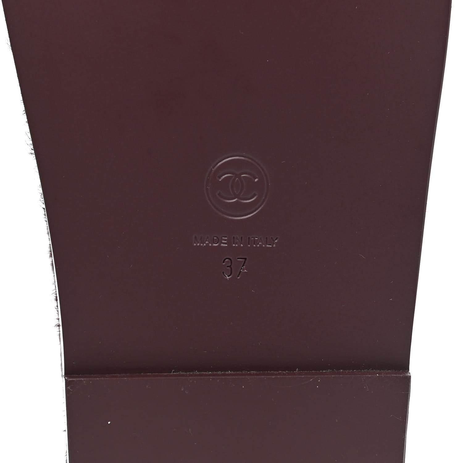 Chanel Calfskin Hair Suede Shearling Dad Sandals 37 Burgundy Black 6 of 9
