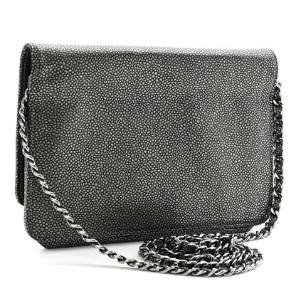 Chanel Metallic Caviar Timeless CC Wallet On Chain WOC Grey 3 of 11