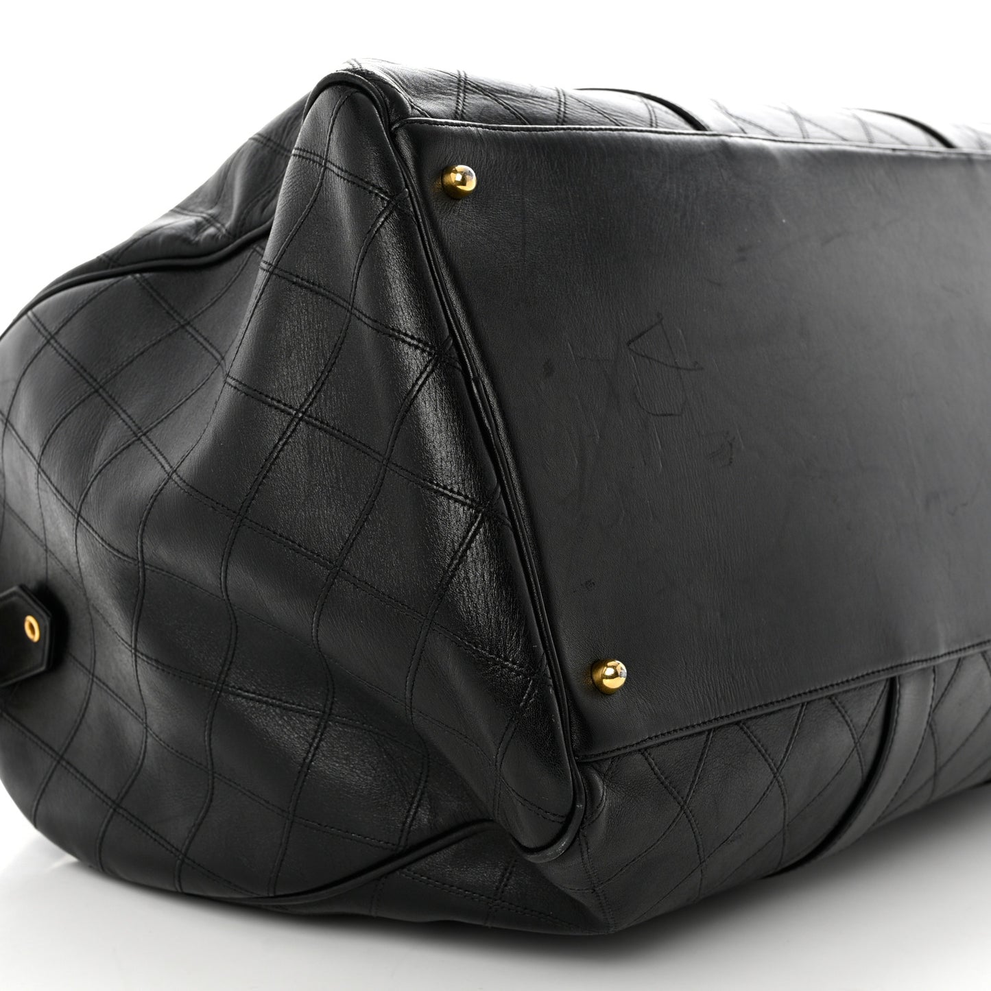 Calfskin Stitched Duffel Bag Black
