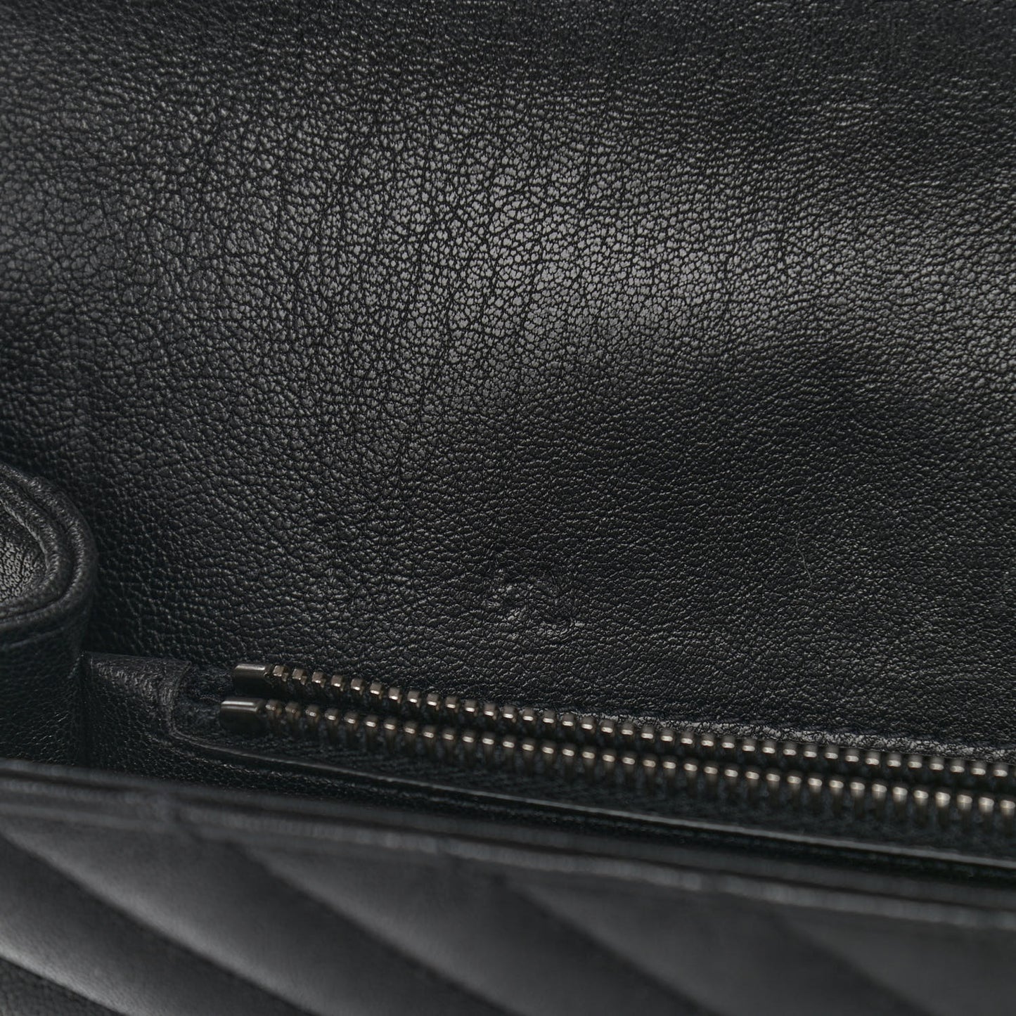 Sheepskin Matelasse Chevron Monogram Large College Satchel Black
