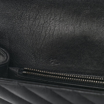 Saint Laurent Sheepskin Matelasse Chevron Monogram Large College Satchel Black 12 of 14