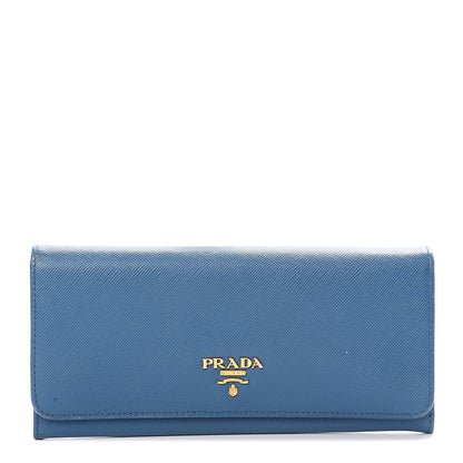 Prada Saffiano Metal Continental Flap Wallet Cobalto 1 of 11