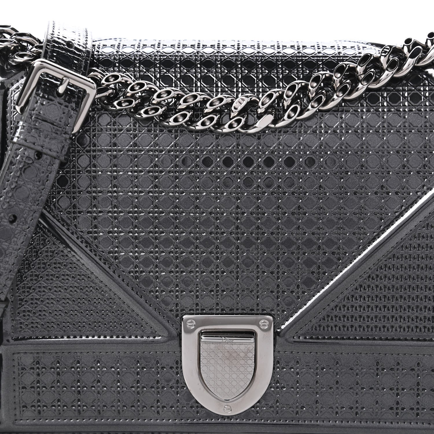 Christian Dior Metallic Patent Micro-Cannage Medium Diorama Flap Bag Onyx Black 10 of 10