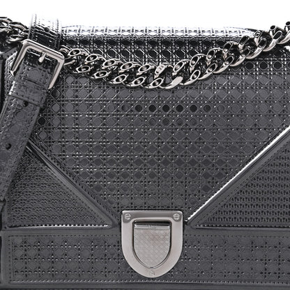 Christian Dior Metallic Patent Micro-Cannage Medium Diorama Flap Bag Onyx Black 10 of 10