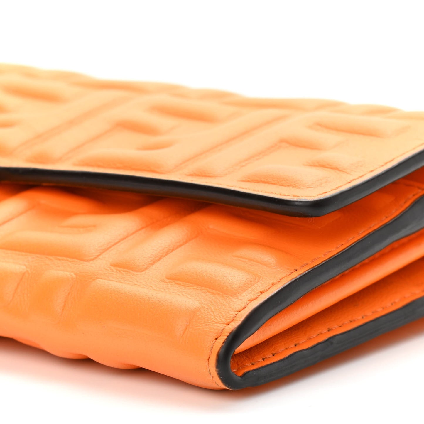 Nappa Matisse FF Embossed Continental Wallet On Chain Clementine