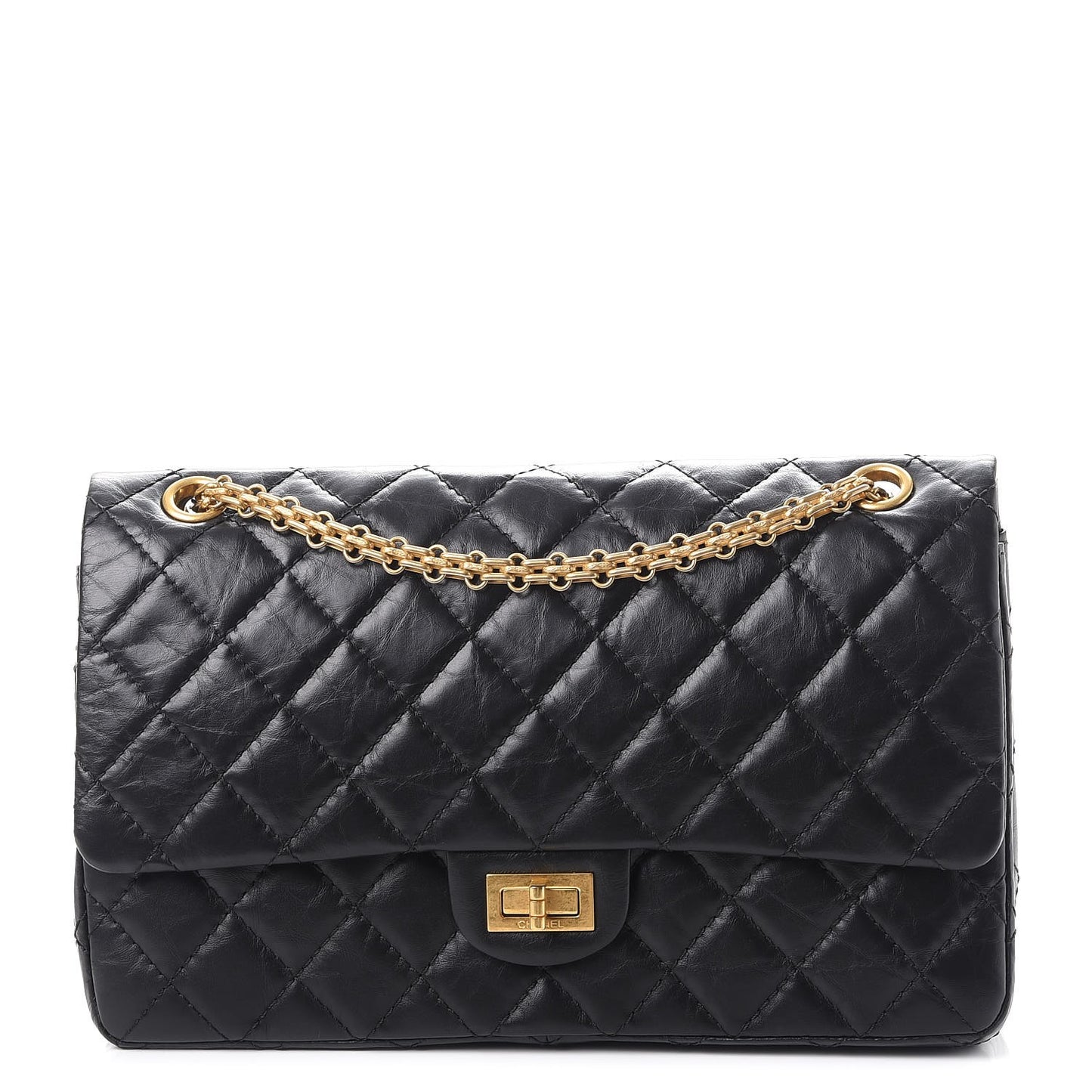 Aged Calfskin Quilted 2.55 Reissue 226 Flap Black