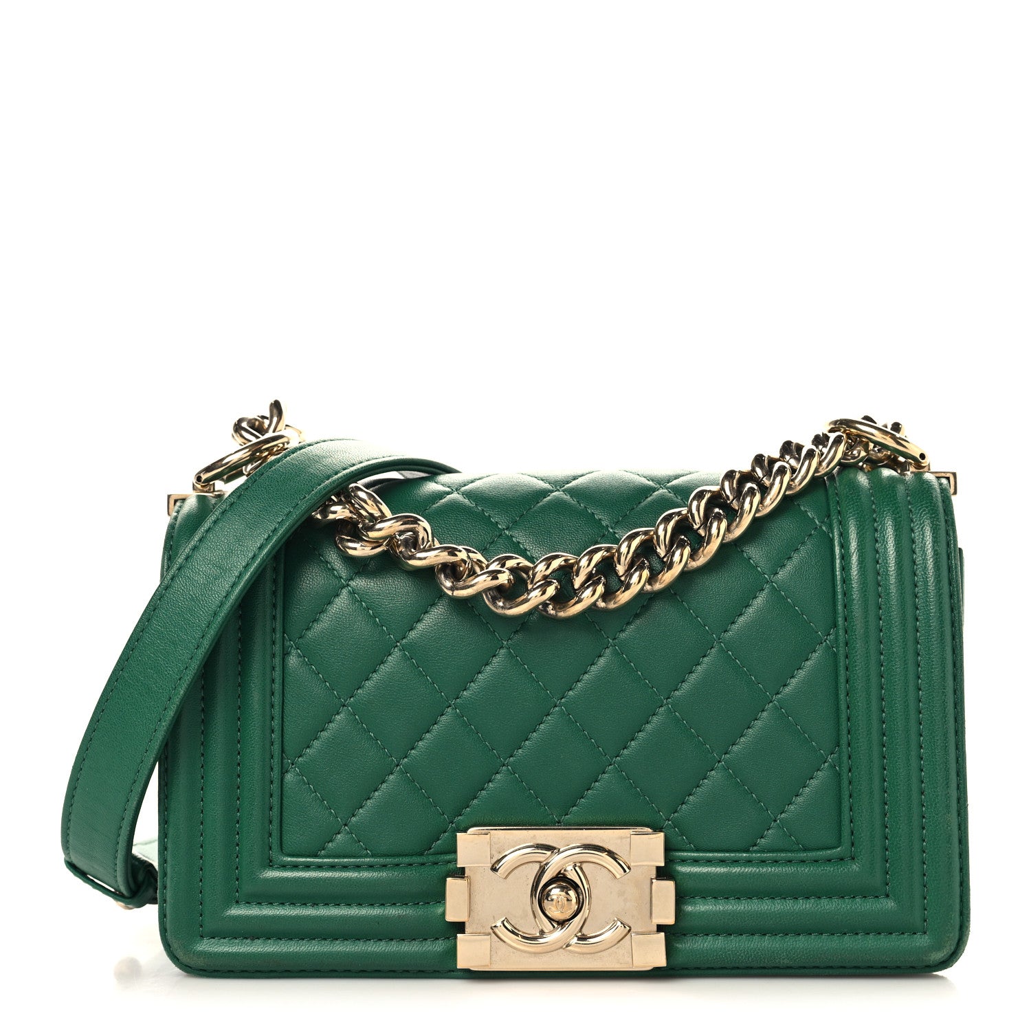 Chanel Lambskin Quilted Small Boy Flap Green 1 of 13