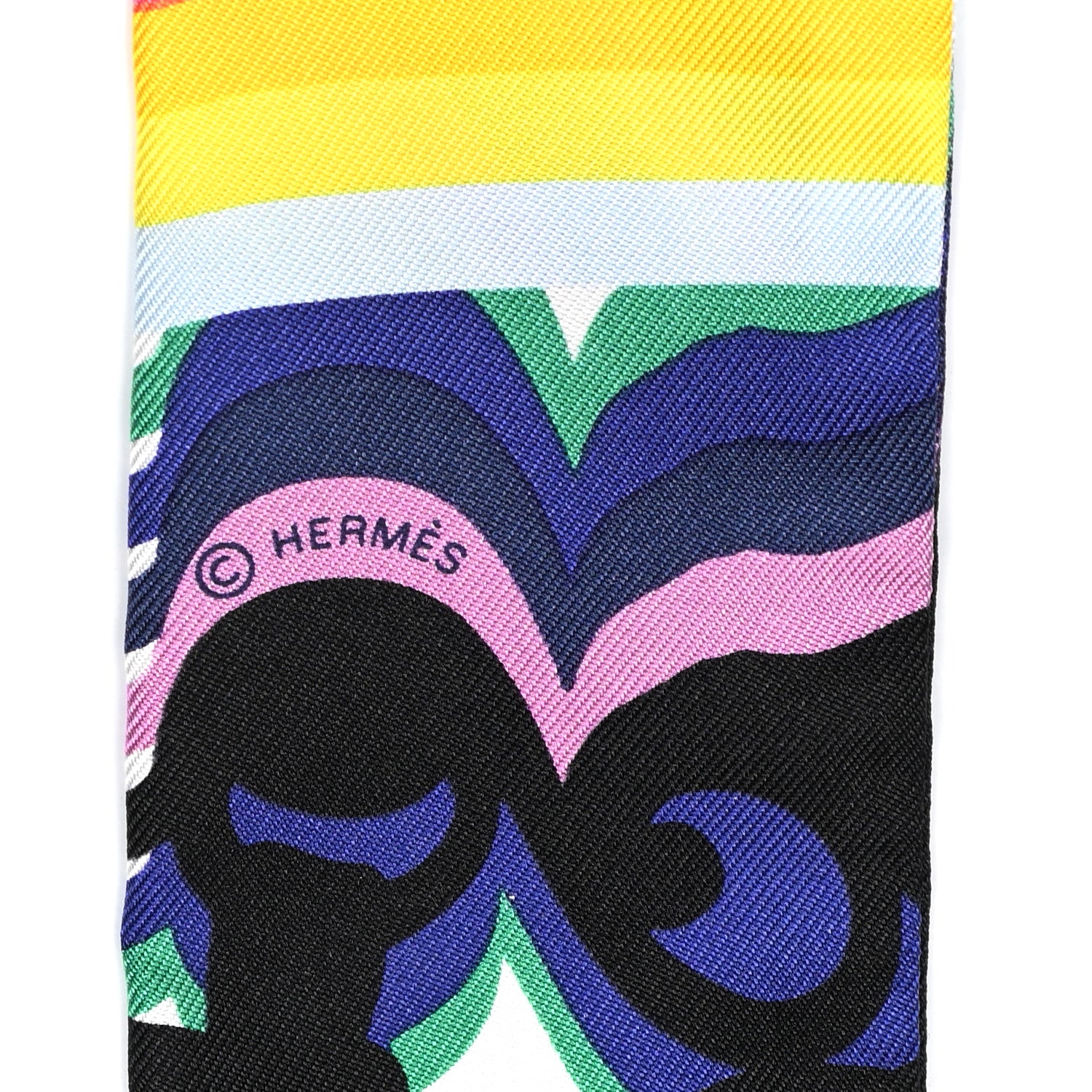 Hermes Silk Brides De Gala Shadow Twilly Black Jaune Multicolor 3 of 4
