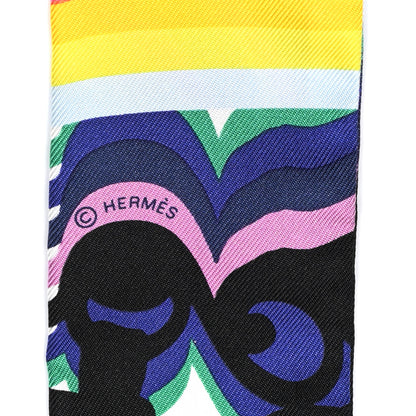 Hermes Silk Brides De Gala Shadow Twilly Black Jaune Multicolor 3 of 4