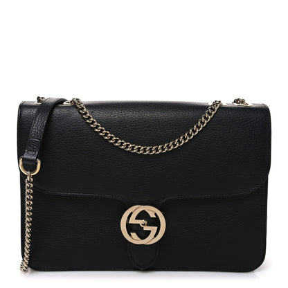 Gucci Dollar Calfskin Interlocking G Shoulder Bag Black 1 of 11