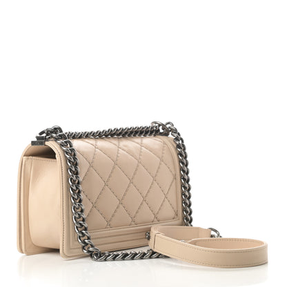 Chanel Calfskin Quilted Double Stitch Medium Boy Flap Beige 3 of 11