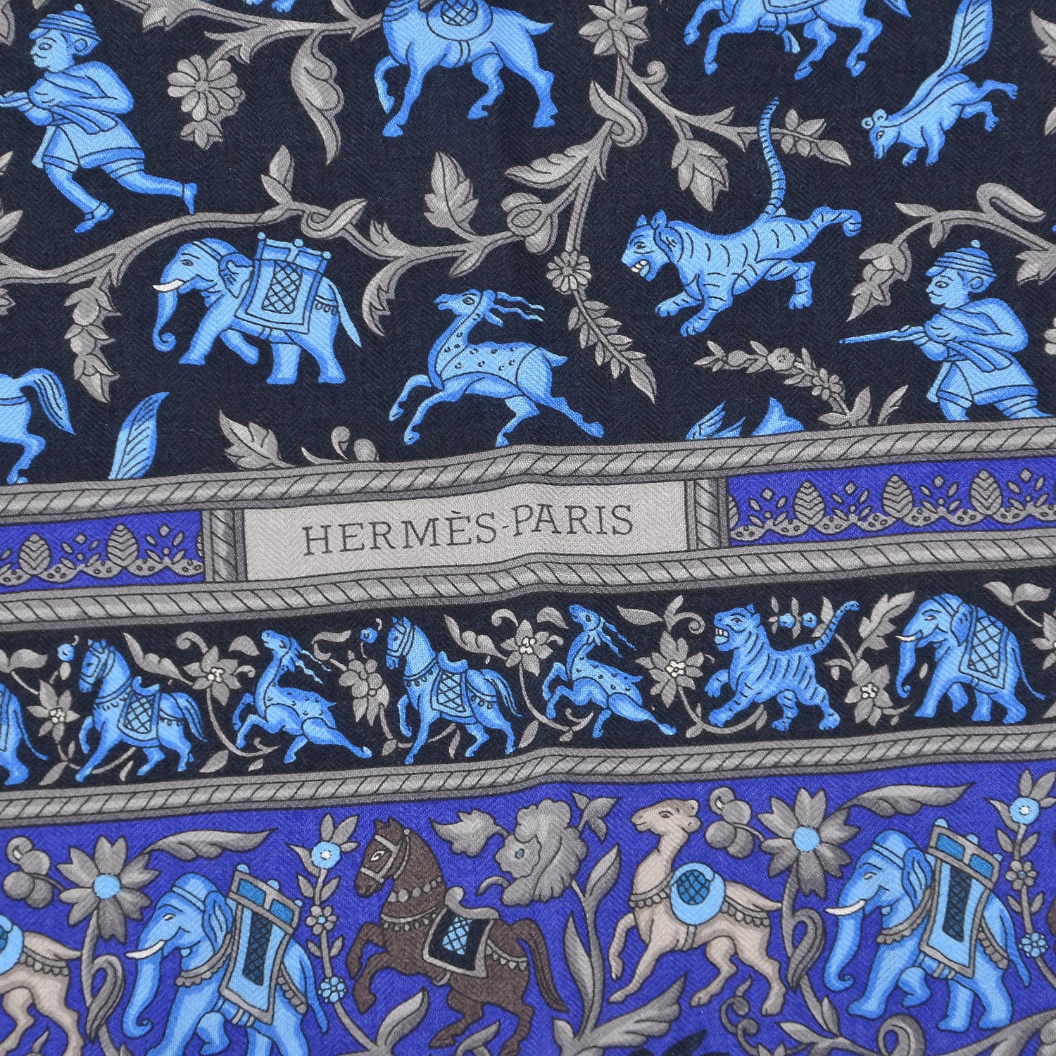 Hermes Cashmere Silk Chasse En Inde Shawl 140 3 of 5
