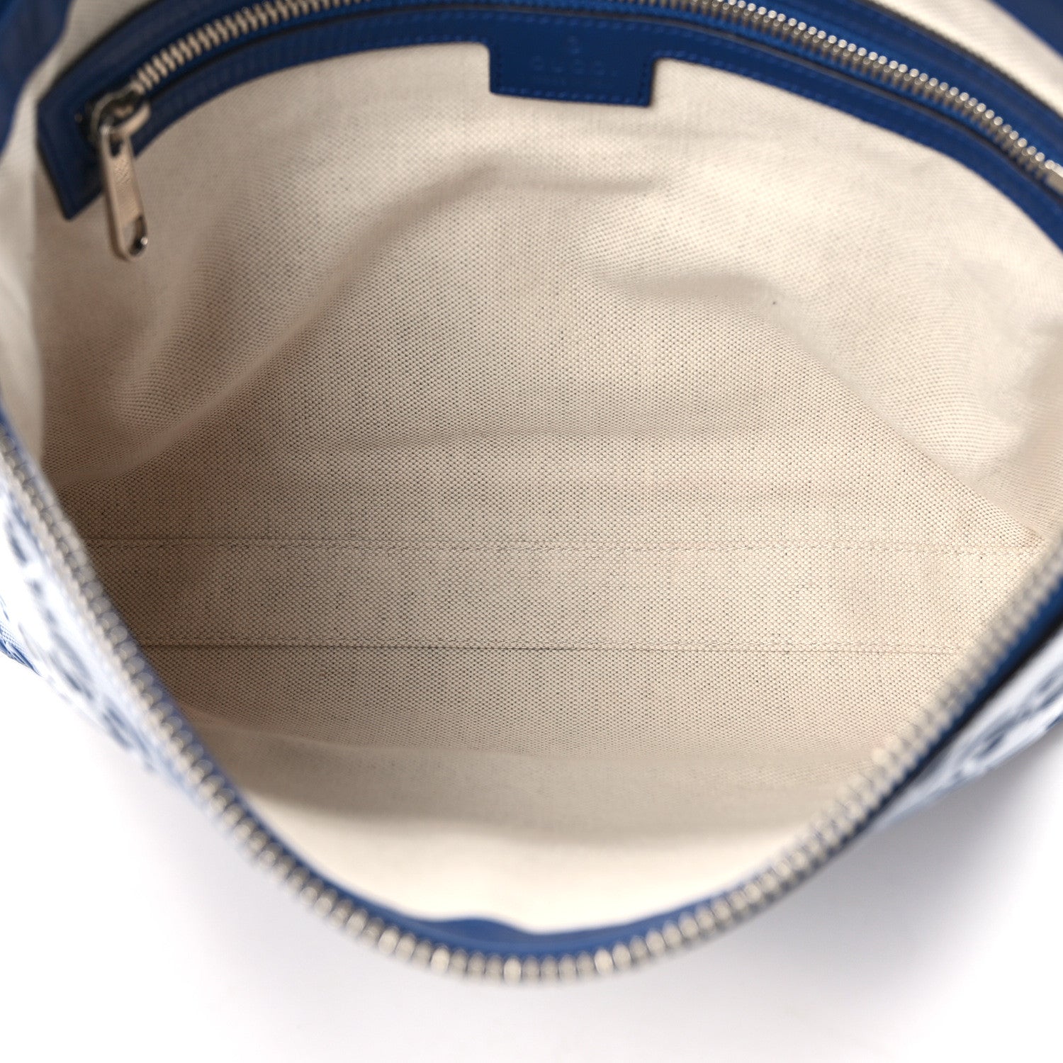 Gucci Calfskin GG Tennis Embossed Medium Wristlet Messenger Bag Intense Metal Blue 5 of 12