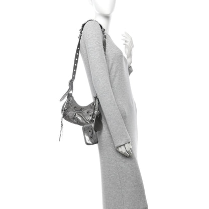 Balenciaga Metallic Agneau Arena Le Cagole Shoulder Bag XS Silver 2 of 12