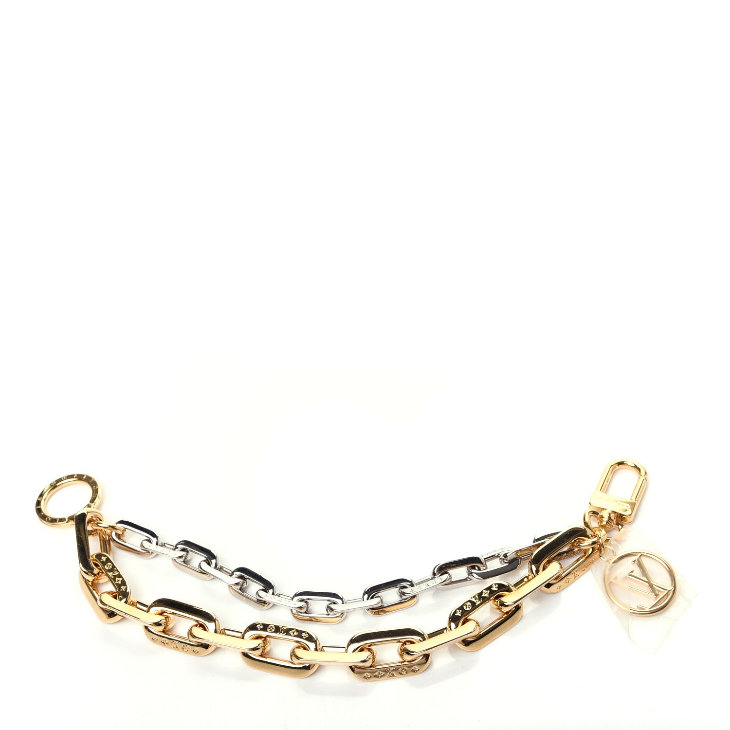 Louis Vuitton Metal LV Edge Chain Bag Charm Silver Gold 2 of 3