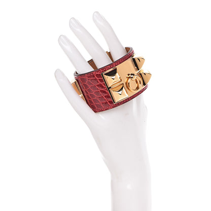 Hermes Shiny Alligator Collier De Chien CDC Bracelet size T2 Braise 2 of 7