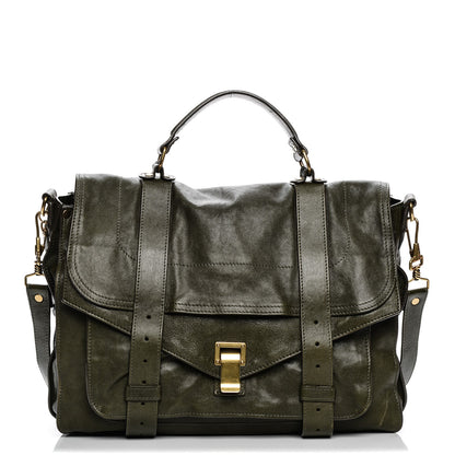 Proenza Schouler Lambskin PS1 Large Satchel Military 1 of 9