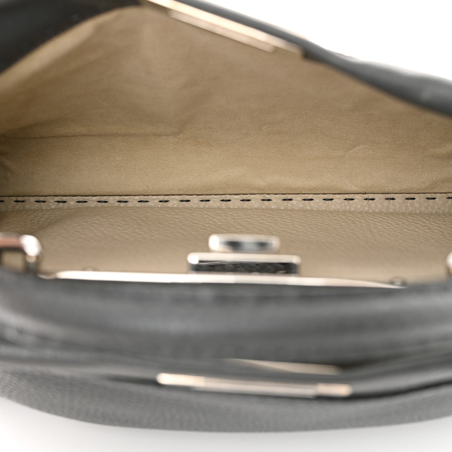 Cuoio Romano Selleria Bi-Color Medium Peekaboo Iconic Satchel Asfalto Latte