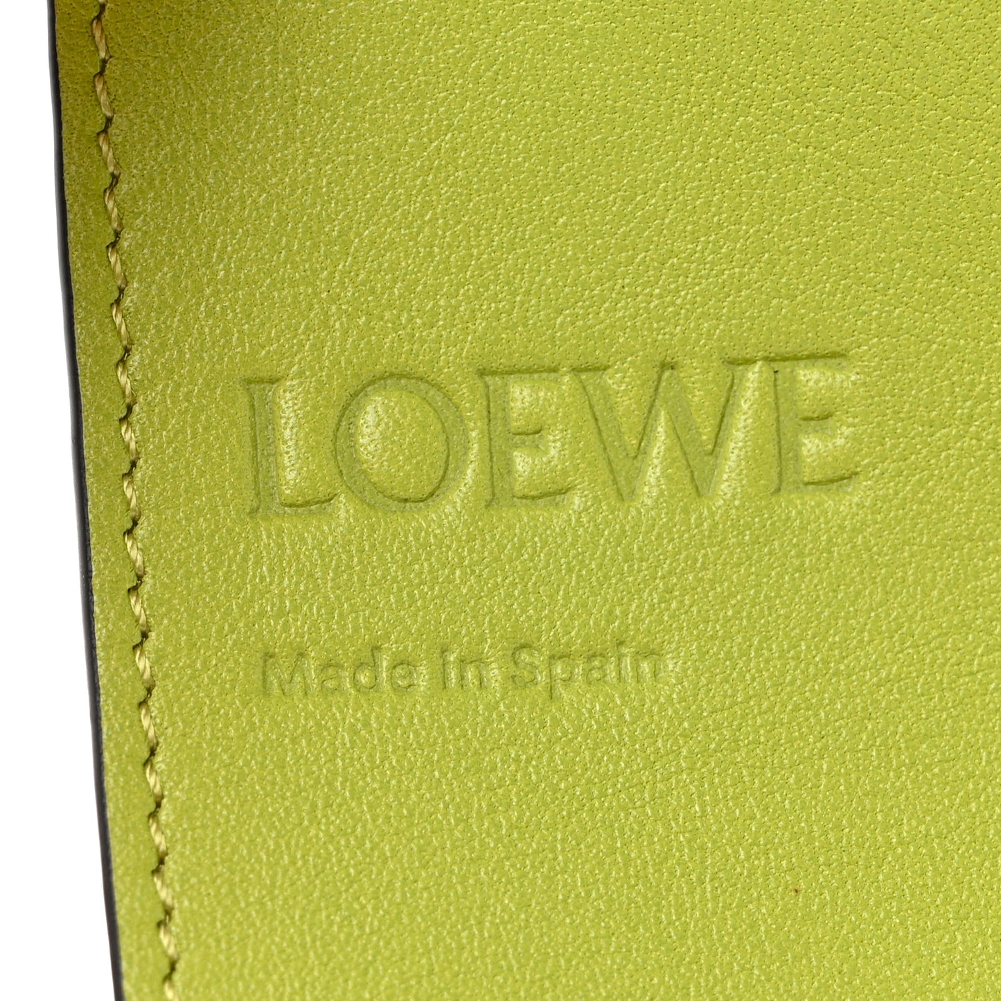 Pebble Grain Calfskin Anagram Compact Flap Wallet Lime Green