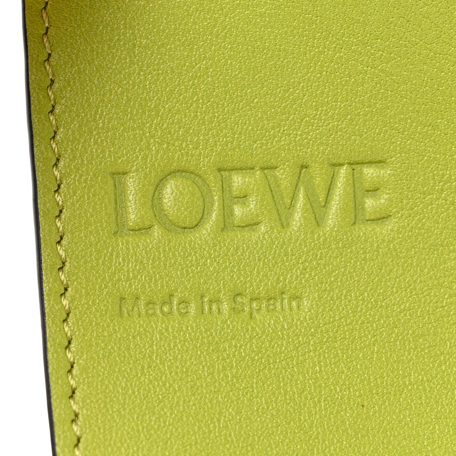 Loewe Pebble Grain Calfskin Anagram Compact Flap Wallet Lime Green 6 of 6