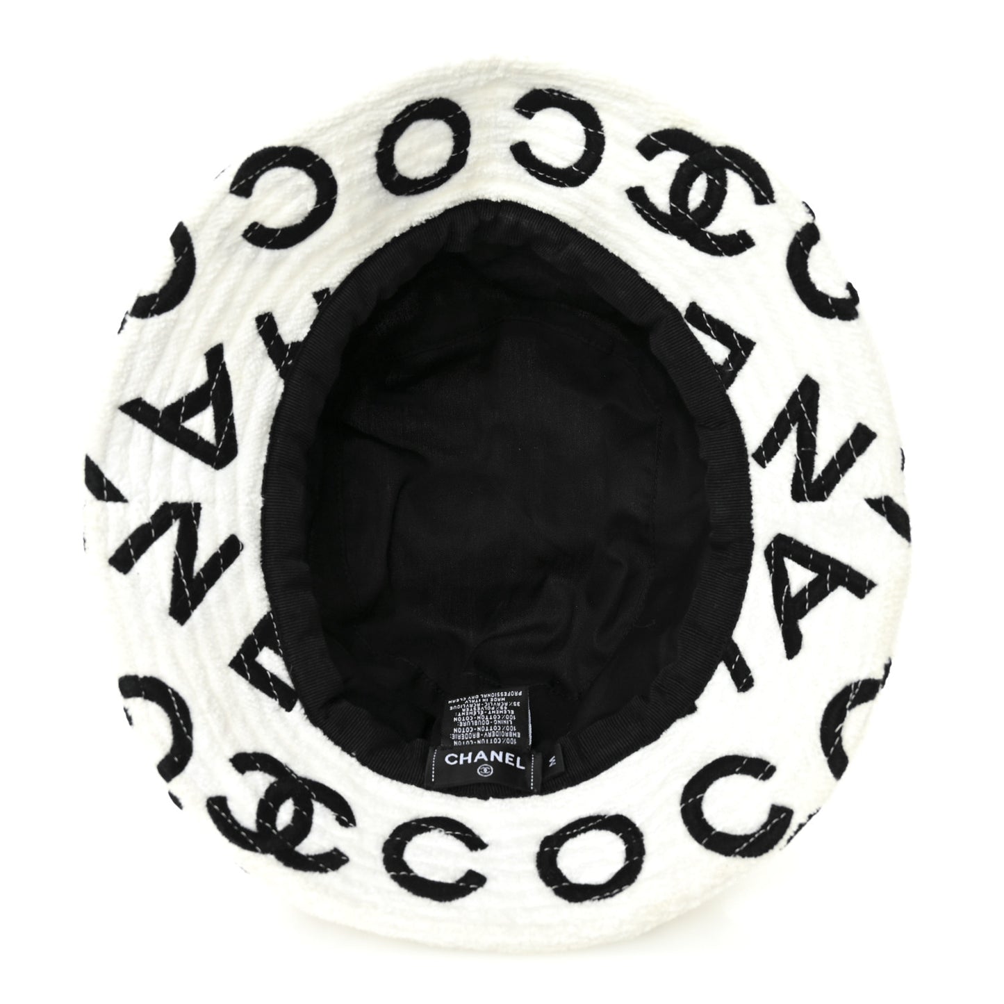 Terry Cloth Bucket Hat M White Black
