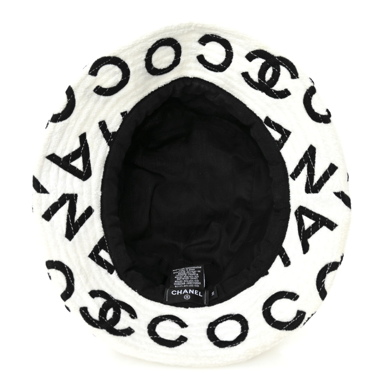 Chanel Terry Cloth Bucket Hat M White Black 7 of 8