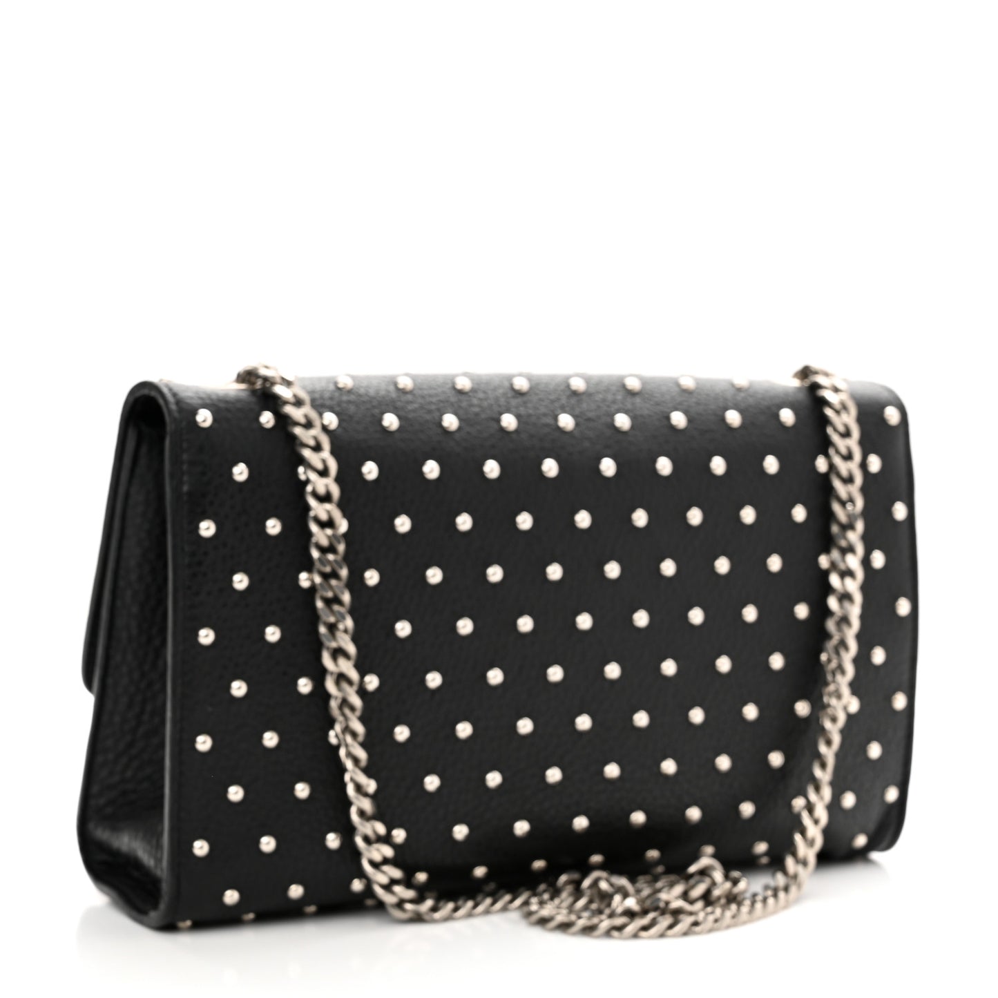 Calfskin Studded Medium Miss Bamboo Shoulder Bag Black