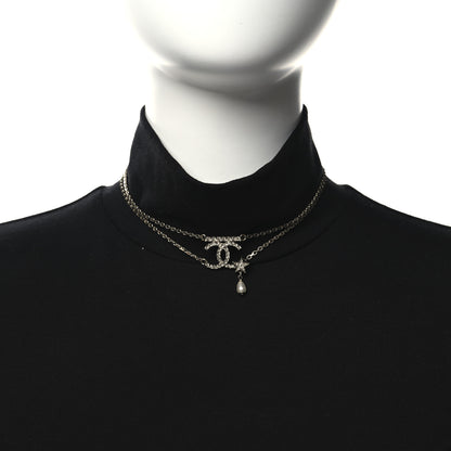 Chanel Pearl Crystal CC Star Choker Necklace Gold 2 of 4