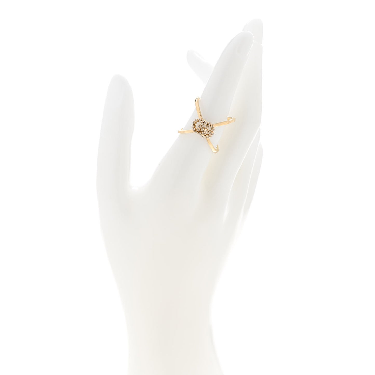 18K Yellow Gold Diamond Running G Cross Ring 55 7.25