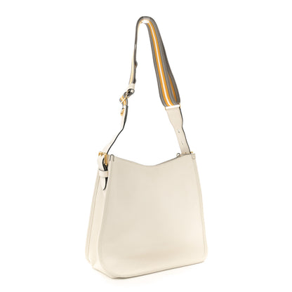 Prada Vitello Daino Soft Hobo Messenger Bag White 3 of 11