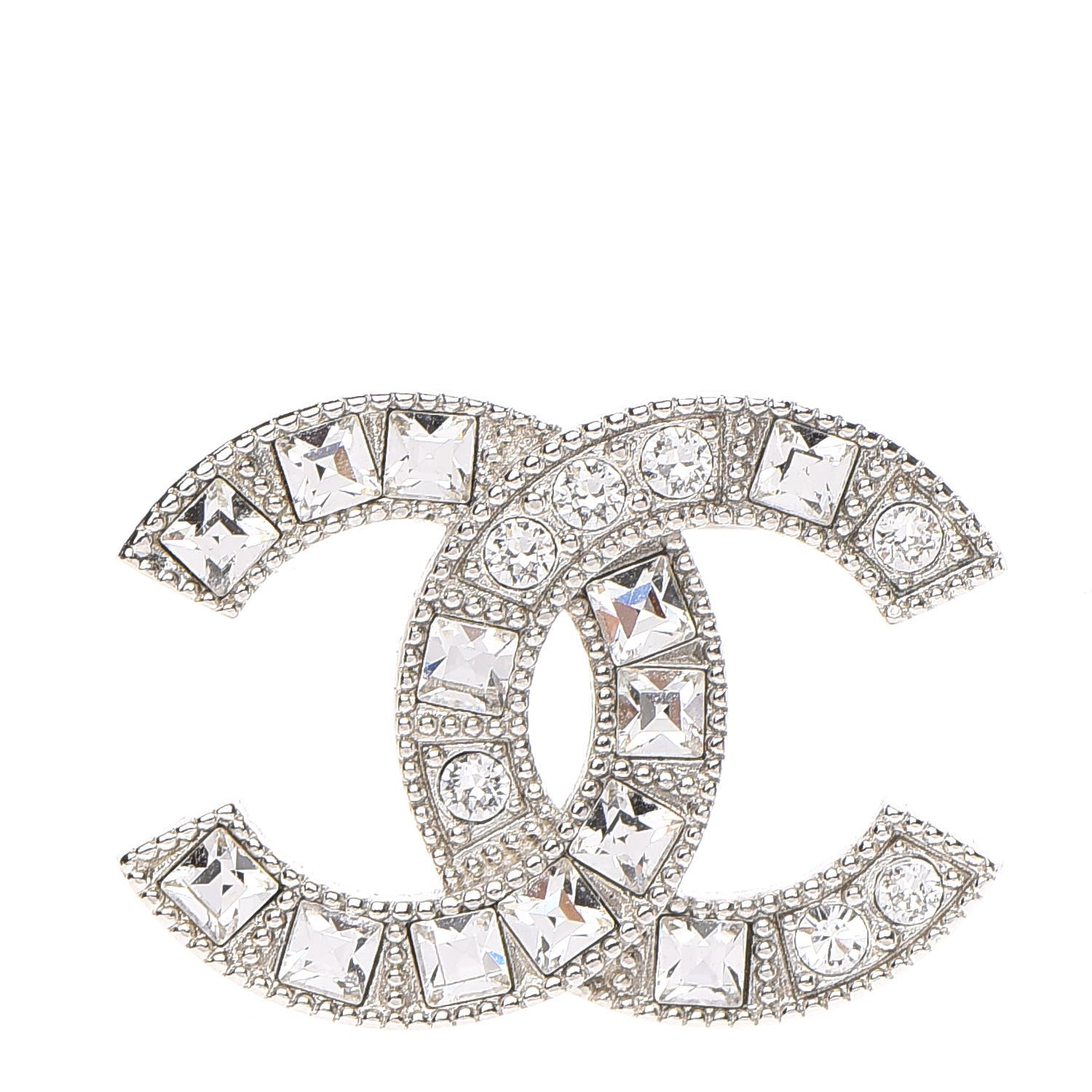 Chanel Crystal CC Brooch Silver 1 of 5