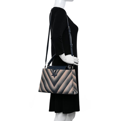 Louis Vuitton Taurillon Chevron Capucines PM Navy 2 of 12