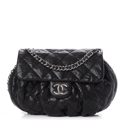 Chanel Washed Lambskin Quilted Medium Chain Around Messenger Black 1 of 8