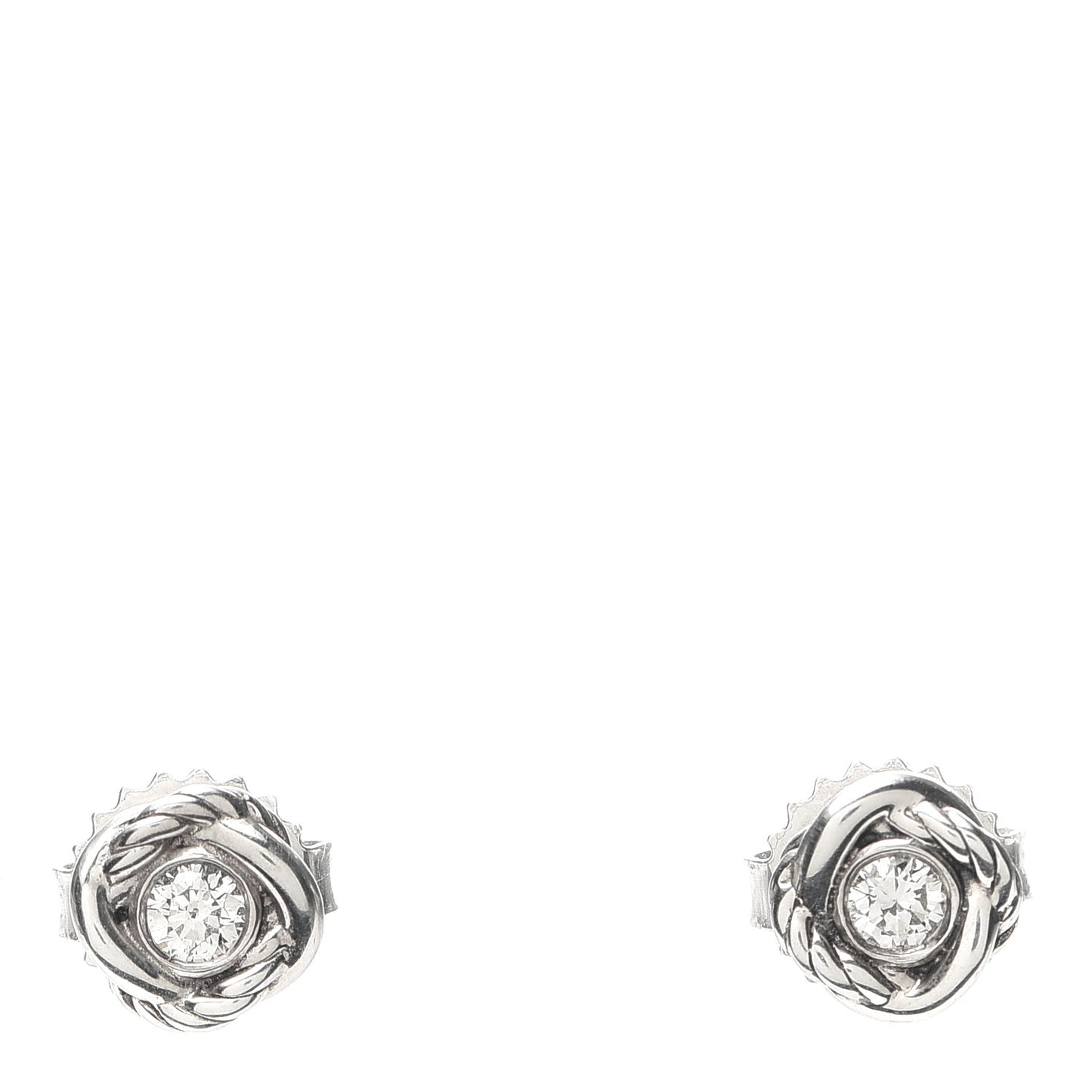 Sterling Silver Diamond 7mm Infinity Stud Earrings
