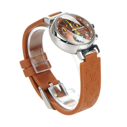 Louis Vuitton Stainless Steel Rubber 34mm Tambour Lovely Cup Quartz Watch Orange 4 of 6