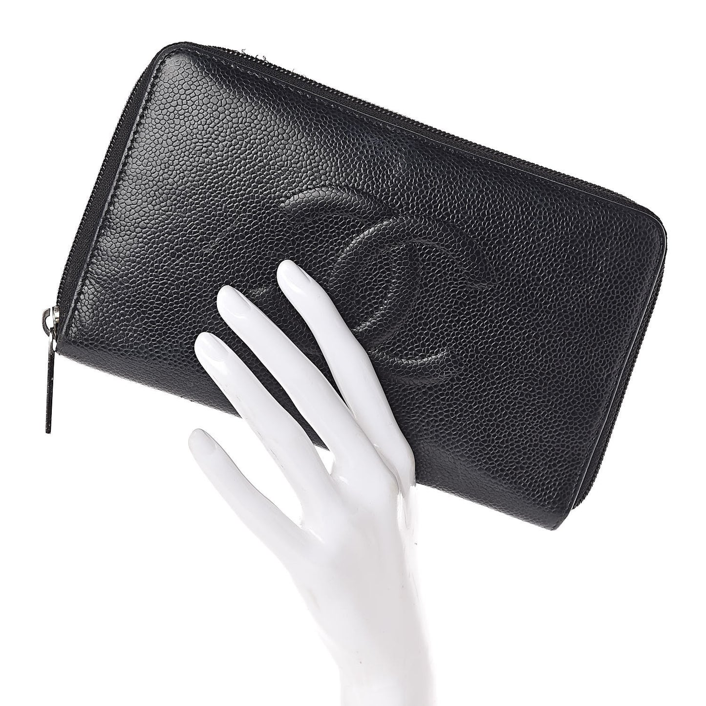 Caviar Large Timeless CC Zip Around Wallet Black