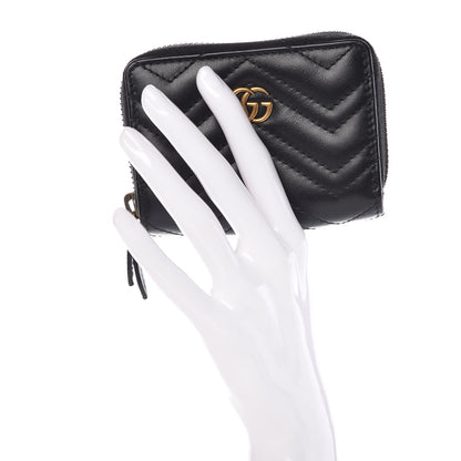 Gucci Calfskin Matelasse GG Marmont Zip Around Card Case Black 2 of 8