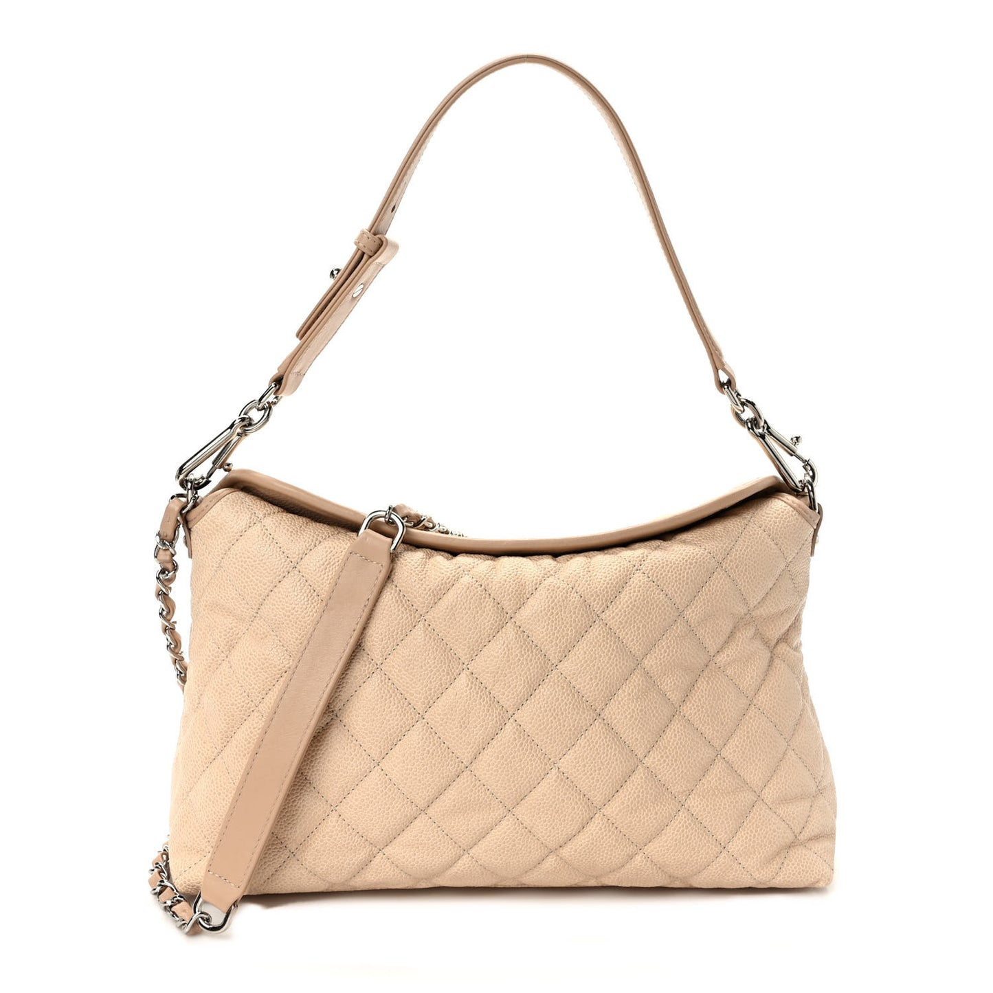 Caviar Quilted French Riviera Hobo Beige