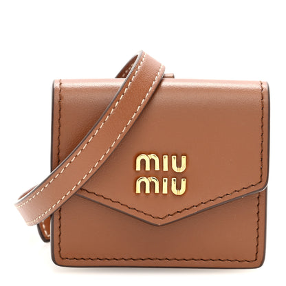 Miu Miu Nappa Flap Pouch Bag Charm Cognac Orange 1 of 9