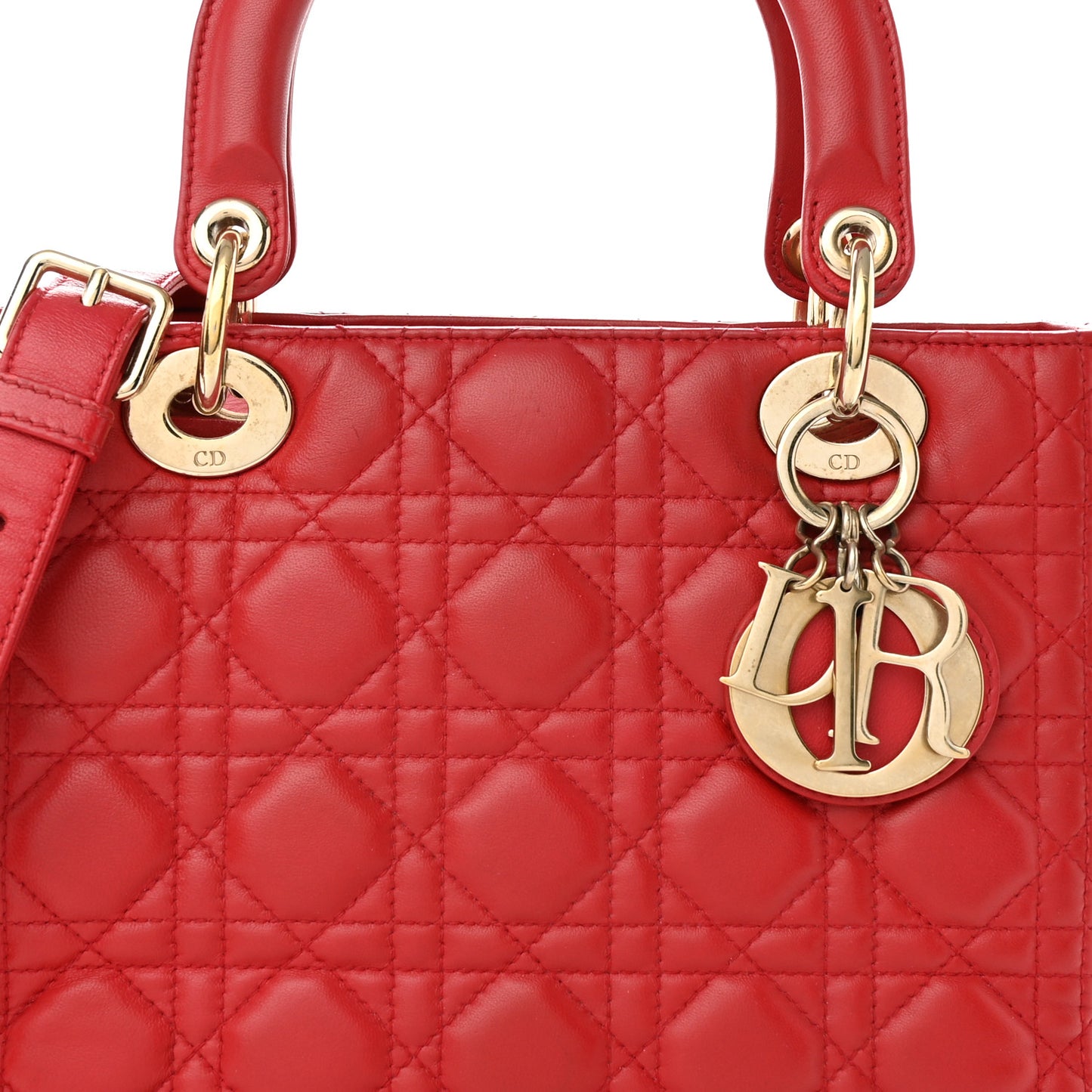 Lambskin Cannage Medium Lady Dior Red