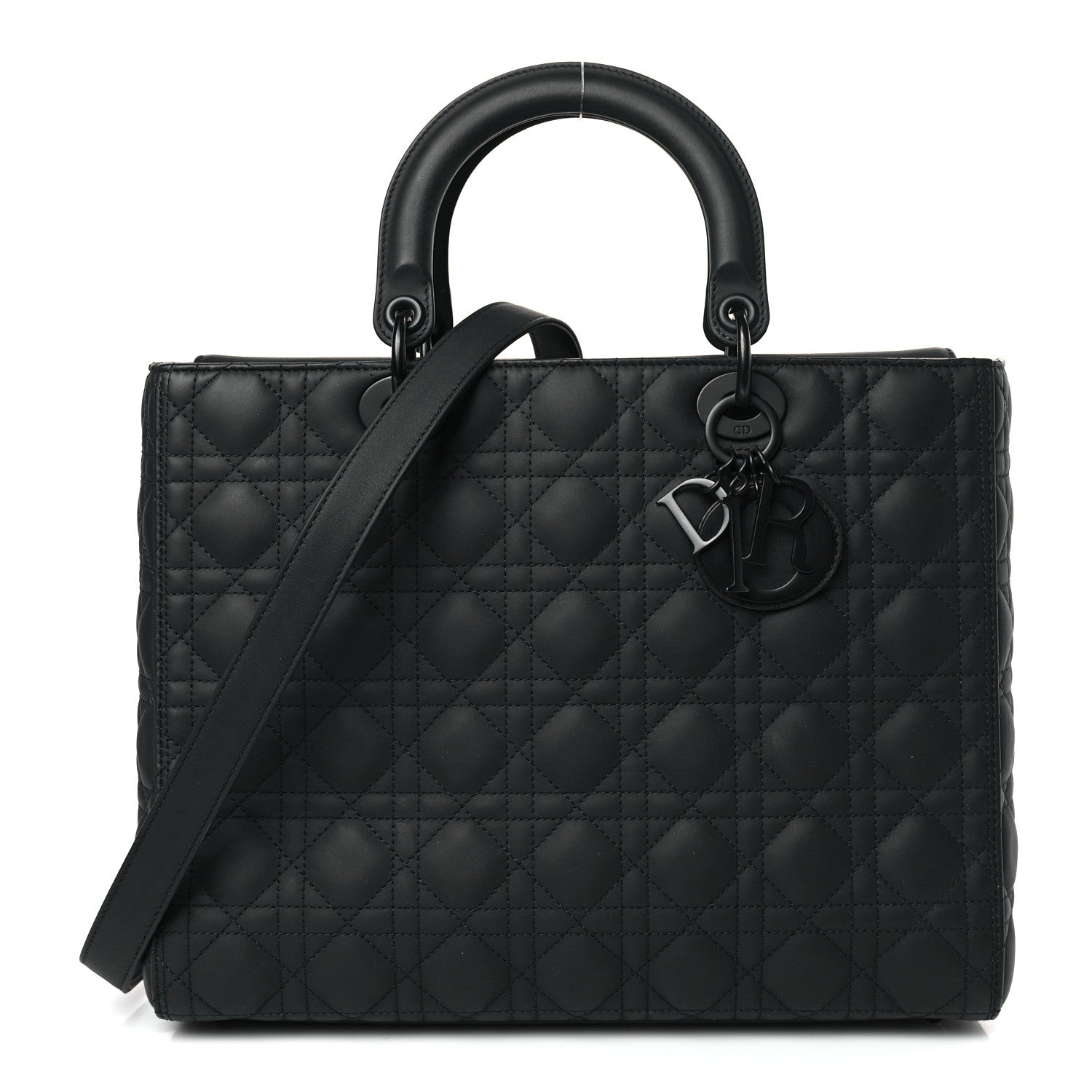 Christian Dior Ultra Matte Calfskin Cannage Large Lady Dior Black 1 of 9