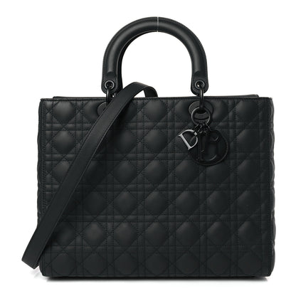 Christian Dior Ultra Matte Calfskin Cannage Large Lady Dior Black 1 of 9