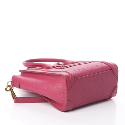 Celine Drummed Calfskin Nano Luggage Fuchsia 3 of 8